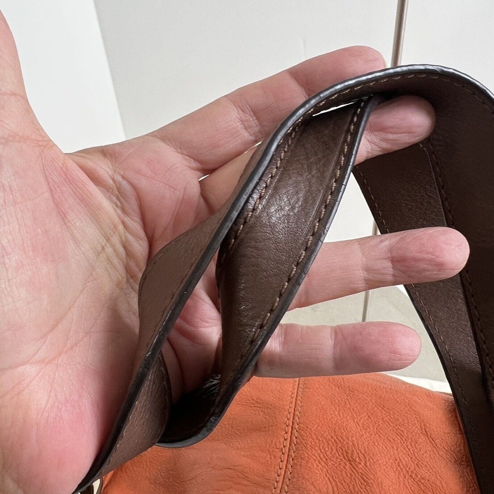 Vintage Michael Kors Shoulder Bag Pebble Leather Pumpkin Brown Boho Dust Bag - Picture 6 of 16